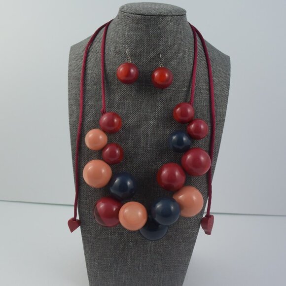 ZSISKA "Bolas" Statement Necklace & Matching Earrings LIKE NEW - Picture 1 of 10